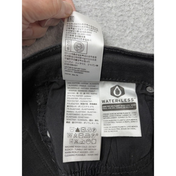 Levis Classic Straight Jeans Womens 8 Short Black Dark Wash Mid Rise Stretch - Picture 11 of 14